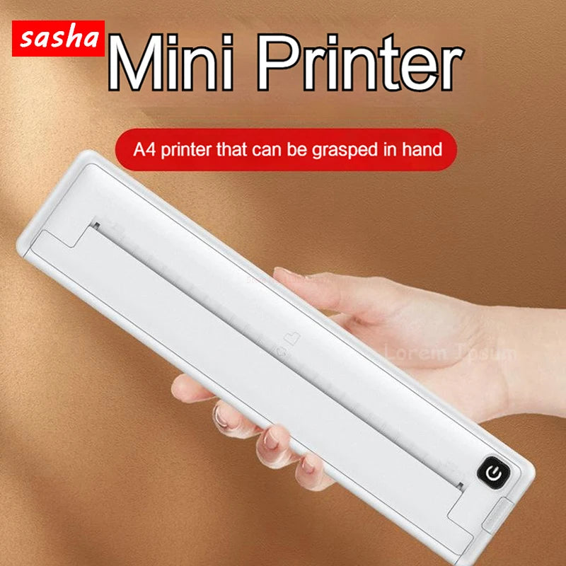 A4 Thermal Printer Small Home Office Bluetooth Wireless Handheld Portable Inkless Thermal Printing /A4 Printer Paper 100/200pcs