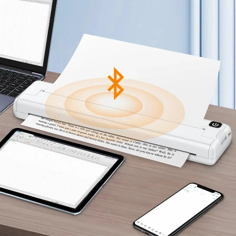 A4 Thermal Printer Small Home Office Bluetooth Wireless Handheld Portable Inkless Thermal Printing /A4 Printer Paper 100/200pcs