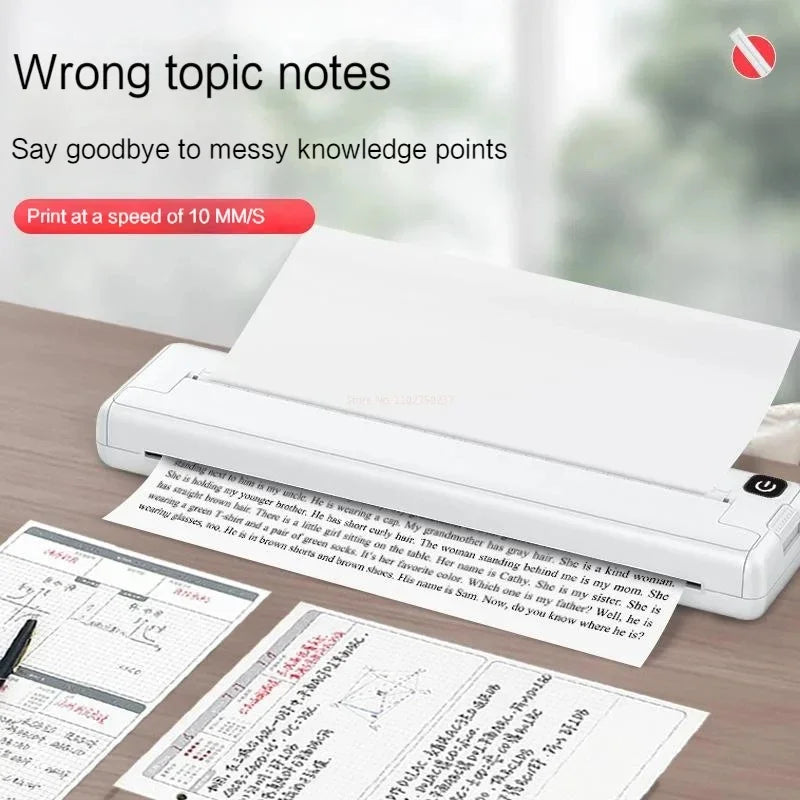 A4 Thermal Printer Small Home Office Bluetooth Wireless Handheld Portable Inkless Thermal Printing /A4 Printer Paper 100/200pcs