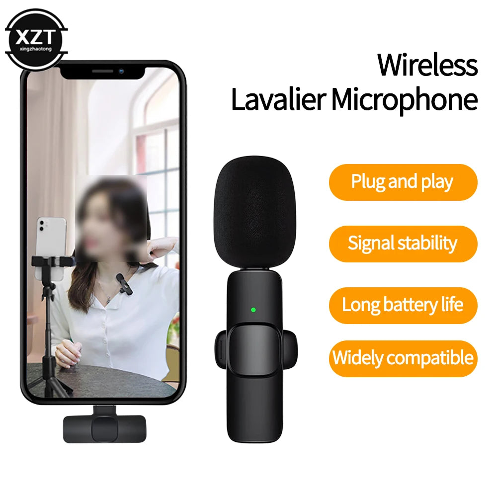 AMAZON BEST SELLER, Bluetooth-Compatible Wireless Lavalier Microphone, Audio Video Recording Mic compatible with IPhone and Android